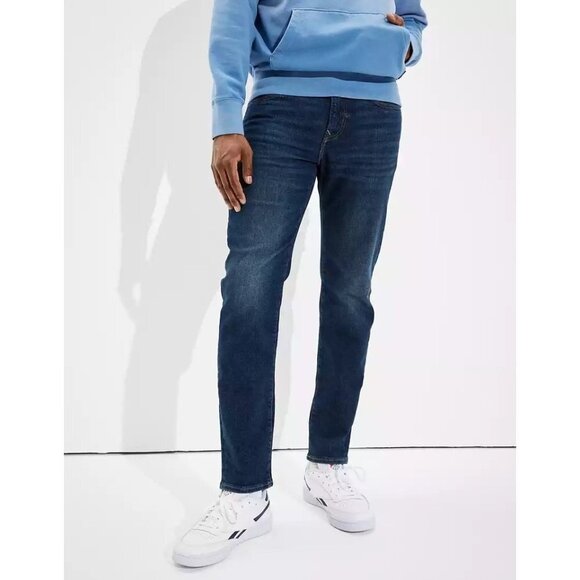 American Eagle Outfitters Mens Blue Jeans Slim Straight Stretch Denim - Picture 2 of 8